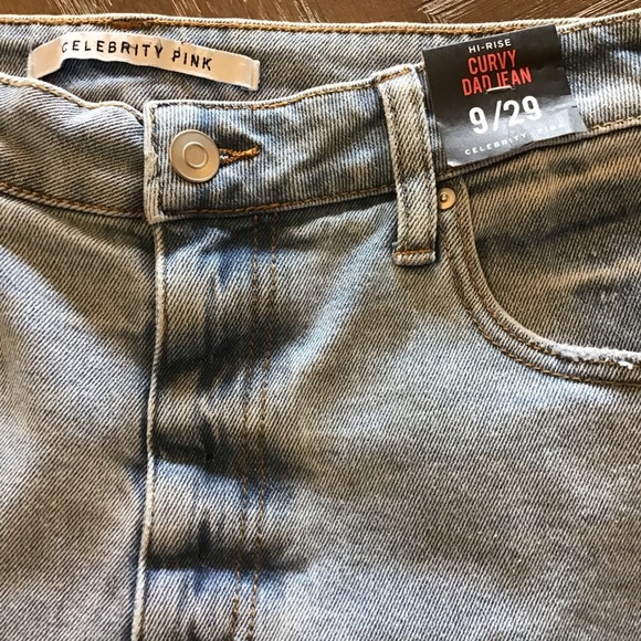 Celebrity Pink Juniors Vintage Inspired Light Wash Curvy Dad Jeans - Picture 8 of 10